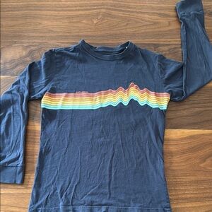Patagonia Navy Long-Sleeve Tee with Multicolor Wave Stripe